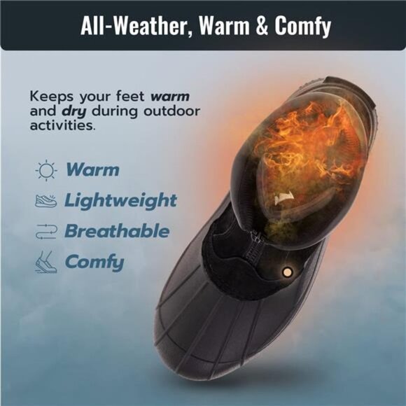 Men\'s Cold Weather Boots with Front Zipper Closure (Paul) Waterproof main image 6